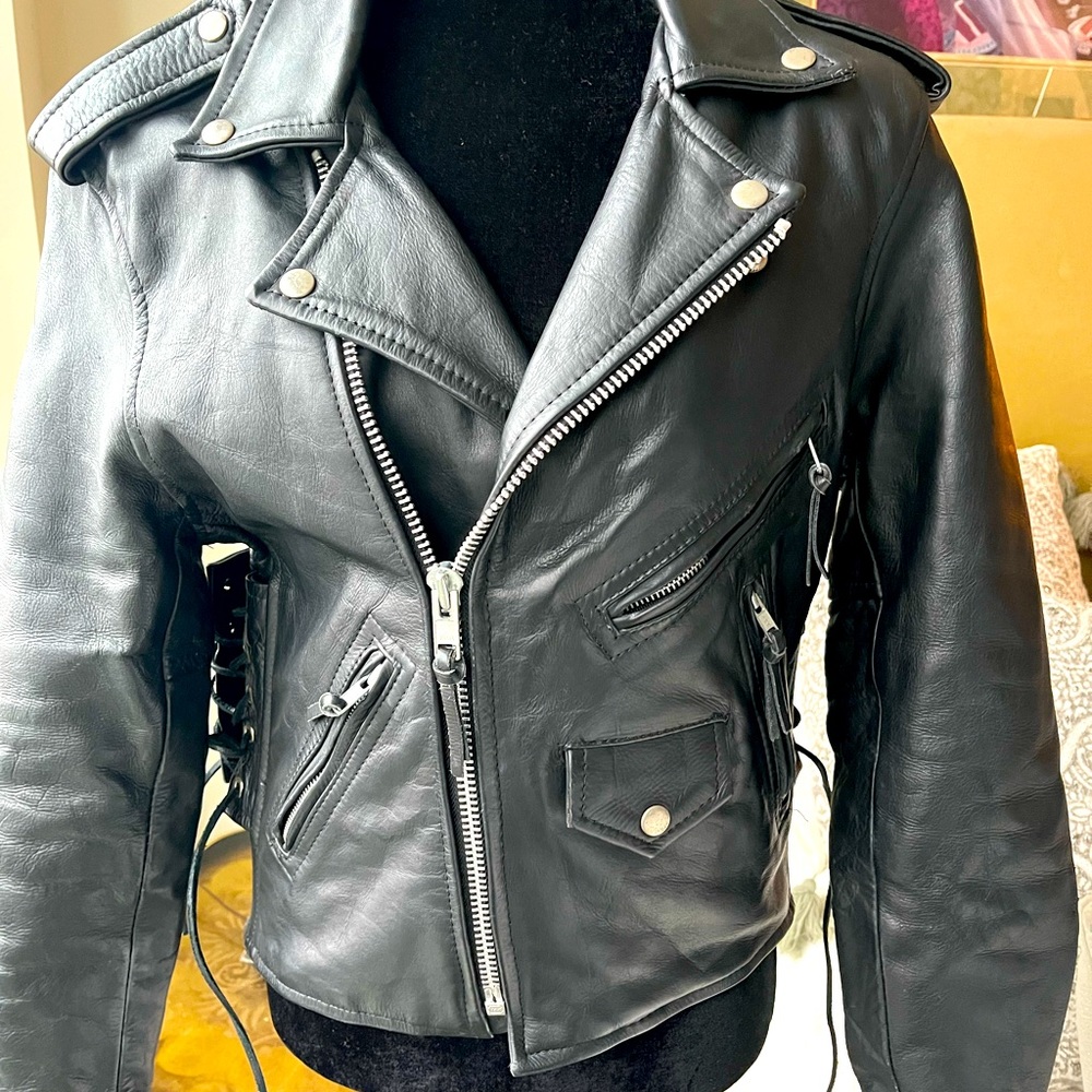 Vintage Leather Moto Biker Jacket